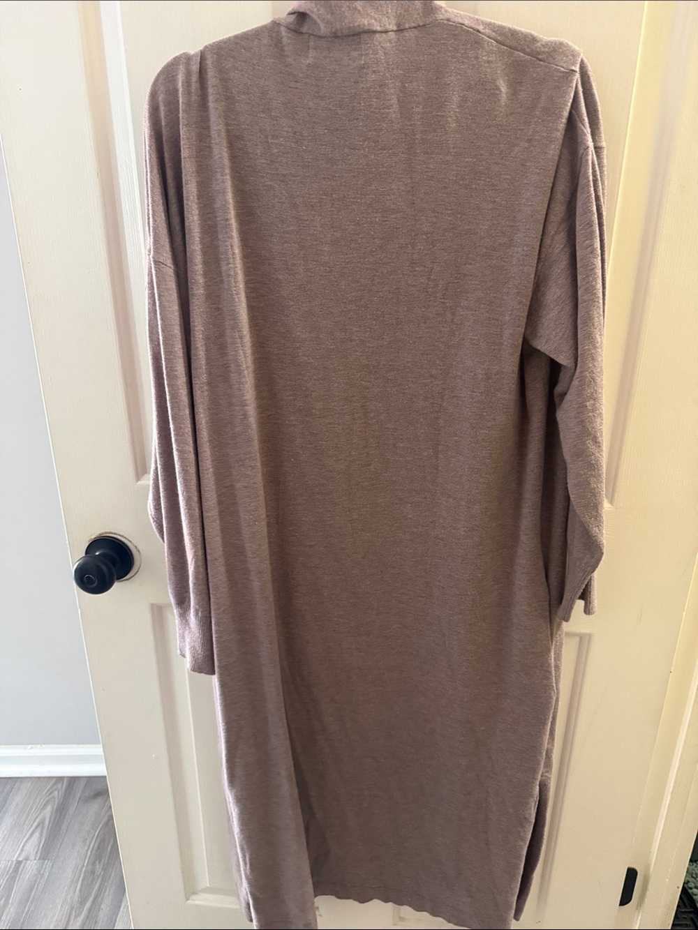 First Love Long Open Cardigan in Mauve Taupe - Picture 4 of 4